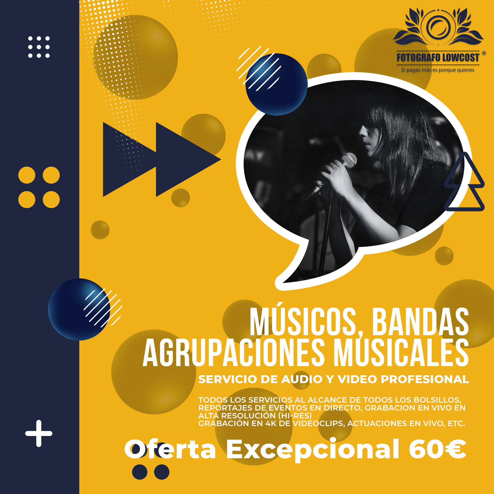 fotografo en fotografía, audio HD y servicios de Video en 4K para Músicos y artistas San Pedro de Merida 